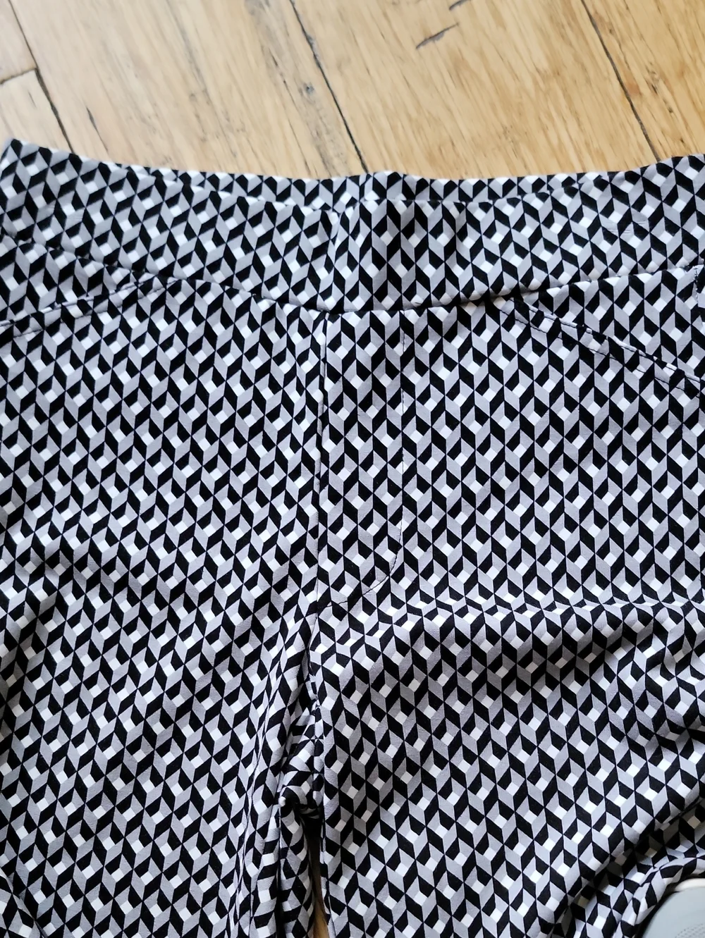 Michael Kors Black and White Geometric Pants with Gold Accent